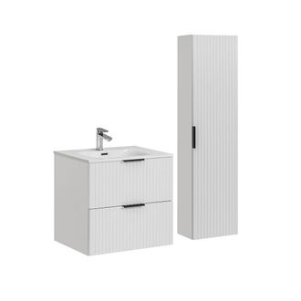 Petits Meubles Set mueble lavabo encastrado y columna estratificado Blanco