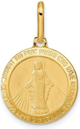 Diamond2Deal 14k Yellow Gold Polished and Matte Round Miraculous Medal