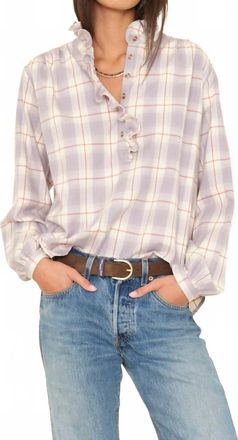 Xirena Caspian Check Top In Grey Mist