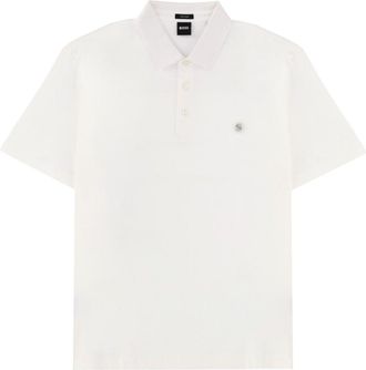 HUGO BOSS White Logo Shirt Collar Polo