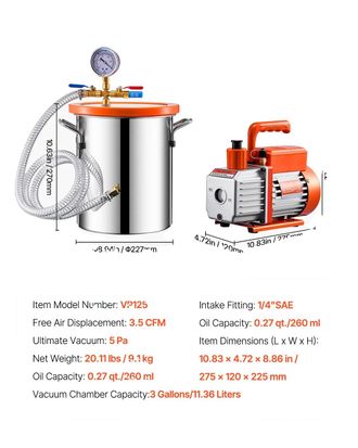 OEM C&aacute;mara De Vac&iacute;o, Construcci&oacute;n Duradera, Rendimiento Eficiente, 3,5 Cfm, 3 Galones, Ue