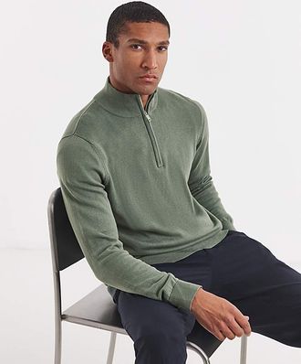 Jacamo Cotton 1/4 Zip Funnel Knit Top
