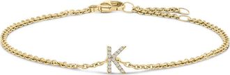 House of Brilliance 10K Gold Diamond Accent A-Z Initial Charm and Link Bracelet in Yellow | K at Nordstrom