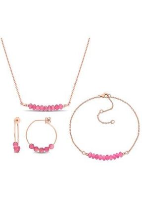 Delmar Pink Tourmaline Beaded Earrings, Bracelet & Necklace Set at Nordstrom Rack