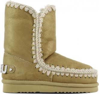 Mou Iconische Eskimo-laars met Strass-logo - Dames - Winterlaarzen - Groen - 36 EU - Wol - Schoenen