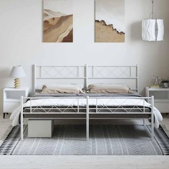 Berkfield Home Metal Bed Frame with Headboard & Footboard White 193x203 cm