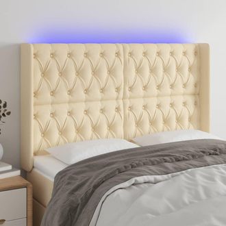 vidaXL Cabecero Con Led De Tela Color Crema 147x16x118/128 Cm Vidaxl