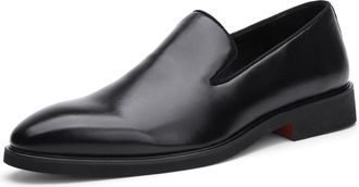 Generic Mens Loafers Leather Slip-on Dress Shoes Mens Business Casual Shoes (Black,11.5)