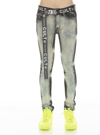 Cult of Individuality PUNK SUPER SKINNY STRETCH W/ WHITE BELT IN GLAZED