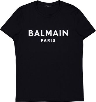Balmain Flock Logo Print Cotton T Shirt, Size Small