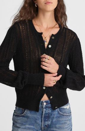 Madewell Pointelle Stitch Alpaca Blend Cardigan in Navy at Nordstrom, Size Xx-Large