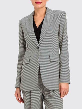 Twin-Set Single-Breasted Cropped Blazer in a Houndstooth Pattern