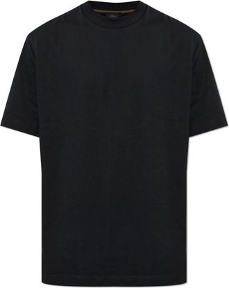 Brioni Katoenen T-shirt met Logo - Heren - T-shirts - Zwart - XL - Katoen - Tops
