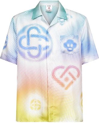 Casablanca Gradient Monogram Shirt met Korte Mouwen - Heren - Korte mouwen Overhemden - Veelkleurig - S - Satijn - Overhemden
