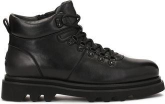 Kazar Zwarte leren ge&iuml;soleerde laarzen - Heren - Veterlaarzen - Zwart - 45 EU - Leer - Schoenen