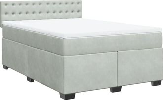 vidaXL Vidaxl - Cama Box Spring Con Colch&oacute;n Terciopelo Gris Claro 160x200 Cm