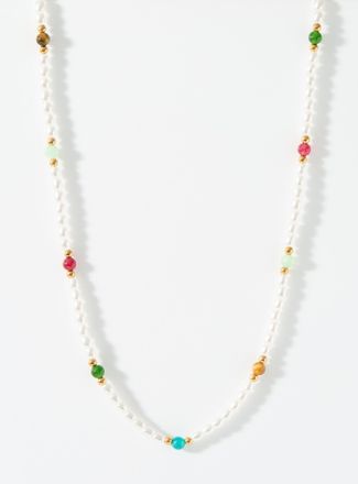 Simons Womens Colourful bead and pearly bead necklace