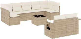 vidaXL Juego De Sof&aacute;s Jard&iacute;n Con Cojines Beige 10 Pzas Rat&aacute;n Sint&eacute;tico Vidaxl