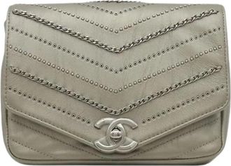 Chanel Pre-owned Flap Bag - Dames - Vintage Schoudertas - Grijs - ONE Size - Leer - Vintage