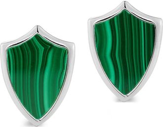 Mateo Bijoux Gemelli Malachite Shield - Argento