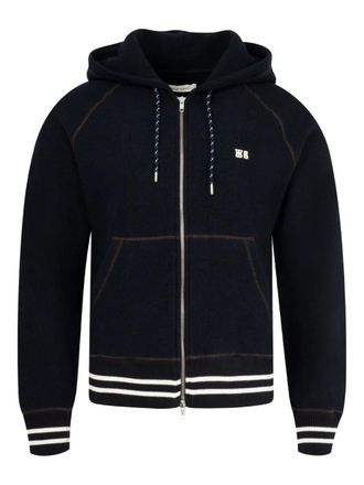 Wales Bonner October zip-up hoodie - men - Wool - M - Black