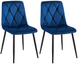 Clp Clp - Juego De 2 Sillas De Comedor Clairton Azul Oscuro Terciopelo