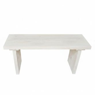 NATYAL Banco de madera maciza para pie de cama en blanco envejecido 140cm