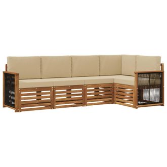 vidaXL Conjunto De Sof&aacute; Seccional Con Coj&iacute;n 4 Pcs Natural Vidaxl