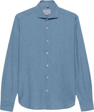Orian m&eacute;lange-effect cotton shirt - men - Cotton - 39 - Blue