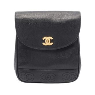 Chanel Pre-owned Triple Coco Mark Calf Backpack - Dames - Pre-owned - Zwart - Maat: ONE Size Leer