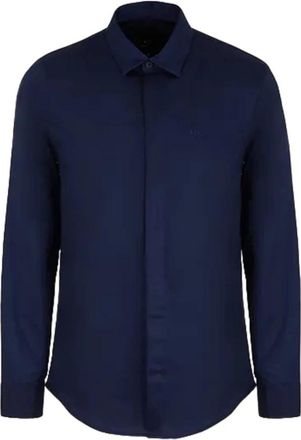 A|X Armani Exchange Woven Shirt - Heren - Casual Overhemden - Blauw - M - Katoen - Overhemden