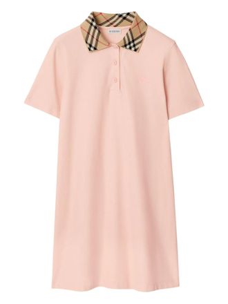 Burberry check-collar cotton polo shirt mini dress - women - Cotton - M - Pink