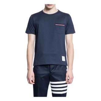 Thom Browne Blue Pocket Tee with Round Neck