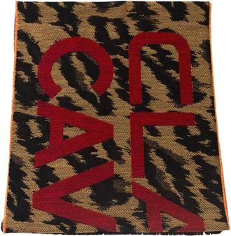 Cavalli Animalier Fantasy Logo Sjaal - Heren - Accessoires - Bruin - Maat: ONE Size Wol