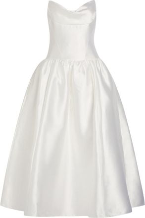 Self Portrait Strapless Satin Midi Dress - White - 16 (UK16 / XL)