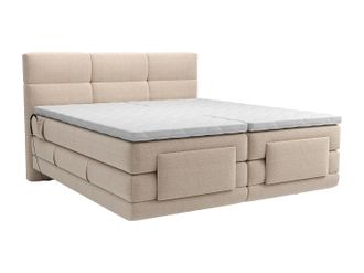 Vente-Unique Conjunto Boxspring con cabecero tapizado + somieres relax el&eacute;ctricos + colch&oacute;n + cubrecolch&oacute;n - 2 x 90 x 200 cm - beige - LODI de PALACIO