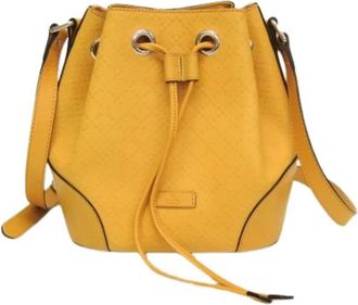 Gucci Pre-owned Bright Diamante Bucket Bag - Dames - Vintage Tas - Geel - ONE Size - Leer - Vintage