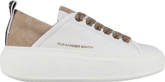 Alexander Smith Wembley Alta Donna in wit leer en beige su&egrave;de hak - Dames - Sneakers - Wit - 39 EU - Leer - Schoenen