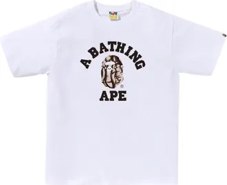 A Bathing Ape Trial Camo College T-Shirt White Beige 1L30-110-033-WHTBGE