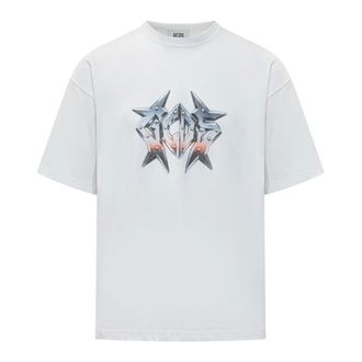 GCDS T-Shirts, male, White, Size: XL Studded Logo T-shirt