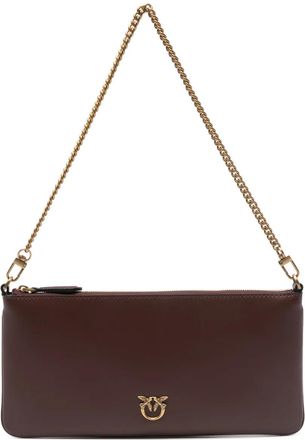 Pinko chain flat shoulder bag - women - Bovine Leather/Polyurethane/Polyamide/Polyurethane/Polyester - OS - Brown