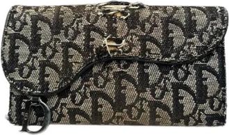 Dior Pre-owned Oblique Long Wallet - Dames - Vintage Accessoires - Zwart - ONE Size - Leer - Vintage