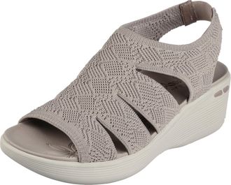 Skechers Womens Pier-lite-Memory Maker Wedge Sandal, Taupe, 8 UK