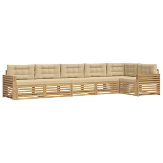 vidaXL Conjunto De Sof&aacute;s De Exterior 6 Uds. Y Beige Poli&eacute;ster Vidaxl