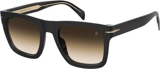 Eyewear by David Beckham Platte zonnebril Zwart/Bruin Getint Stijl - Heren - Zonnebrillen - Zwart - 56 MM - Accessoires