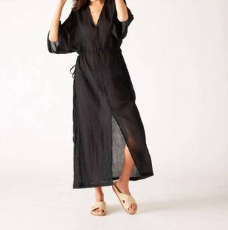 Mersea Breezy Kaftan Dress In Black