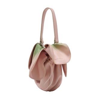 Simone Rocha Womens Flower Petal Leather Shoulder Bag Pink Calfskin