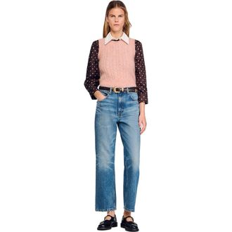 Sandro Sleeveless brushed cable knit sweater in Poudre Pink at Nordstrom, Size X-Large