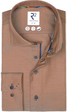 R2 Amsterdam Casual Overhemd Upgrade - Heren - Casual Overhemden - Bruin - M - Overhemden