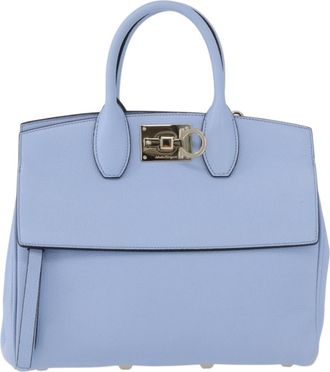 Ferragamo Studio Satchel Leather Blue Leather Handbag (Pre-Owned)